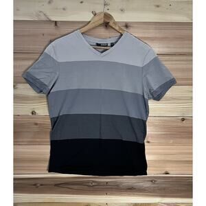 Murano Slim Fit V Neck T Shirt Mens Large Gray Colorblock Casual